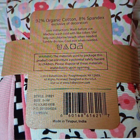 New Touched By Nature Baby Ditsy Floral Leggings 0-3 Months 4 Pairs - Picture 2 of 2